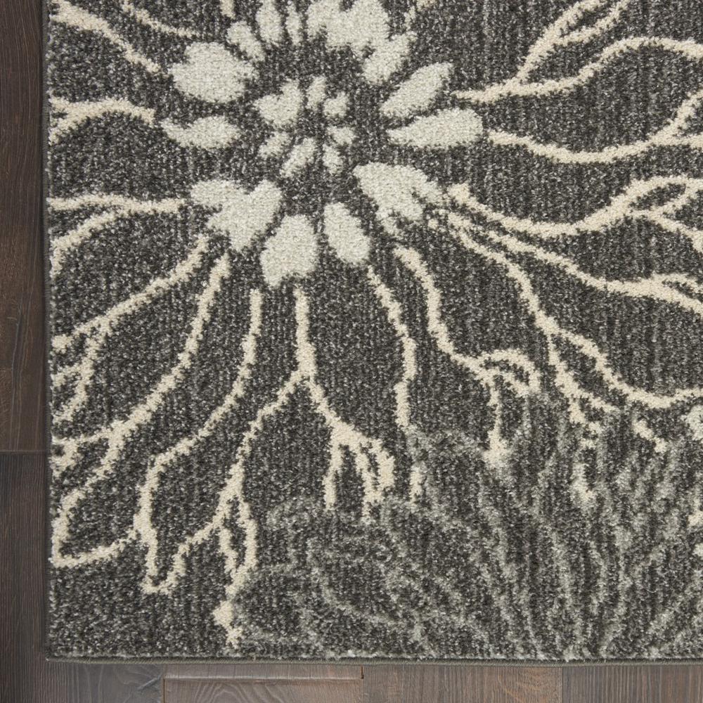 4’ x 6’ Charcoal and Blue Big Flower Area Rug - 385412. Picture 2