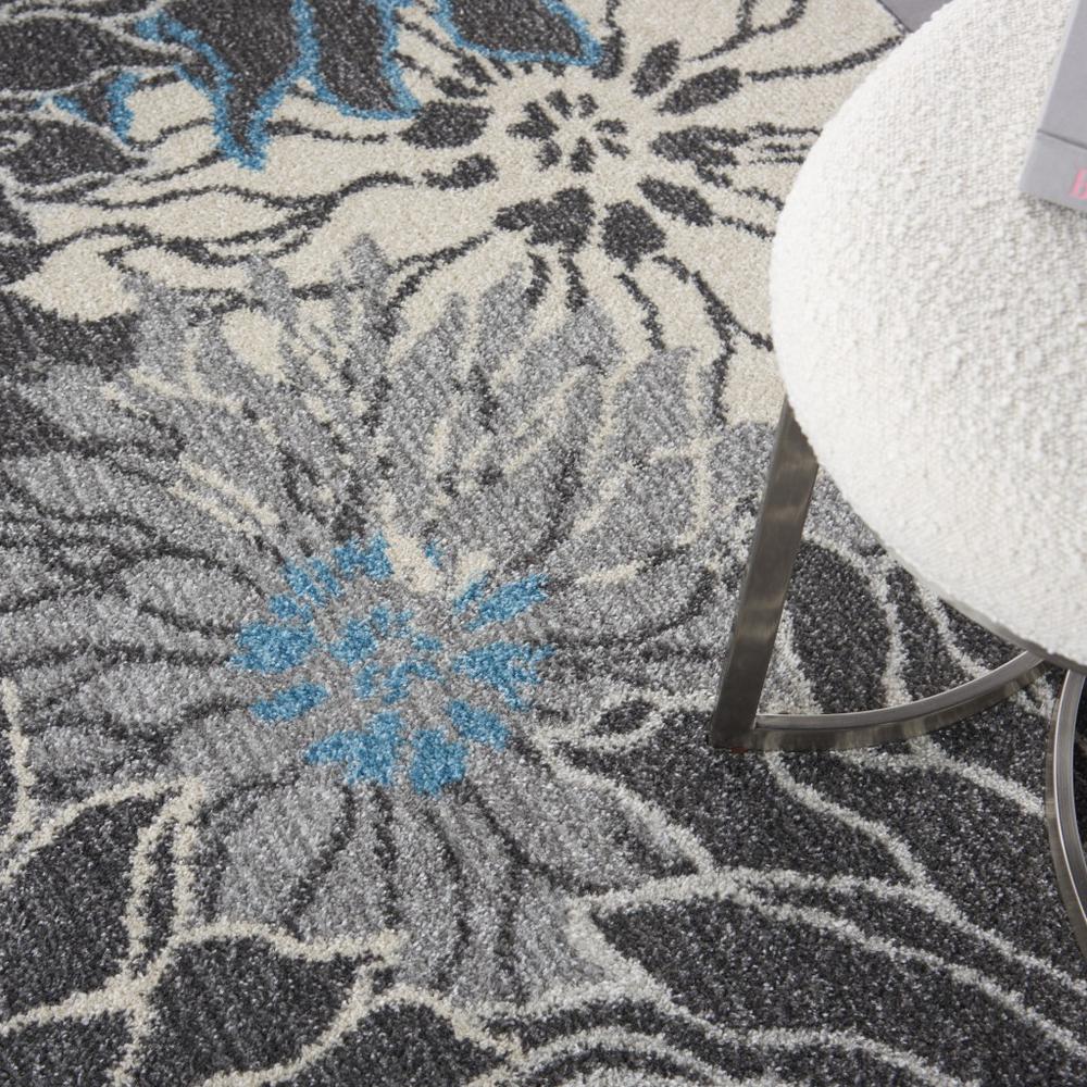 4’ x 6’ Charcoal and Blue Big Flower Area Rug - 385412. Picture 5
