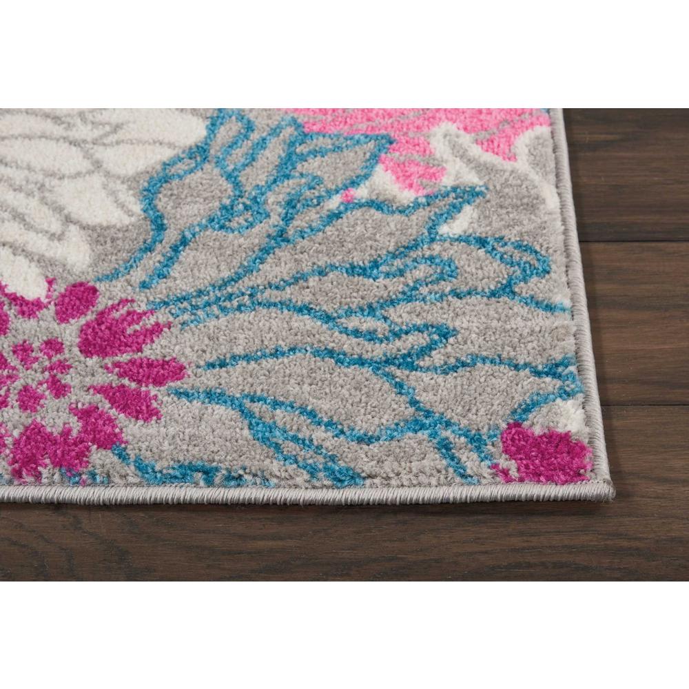 2’ x 6’ Gray and Pink Tropical Flower Runner Rug Grey. Picture 5