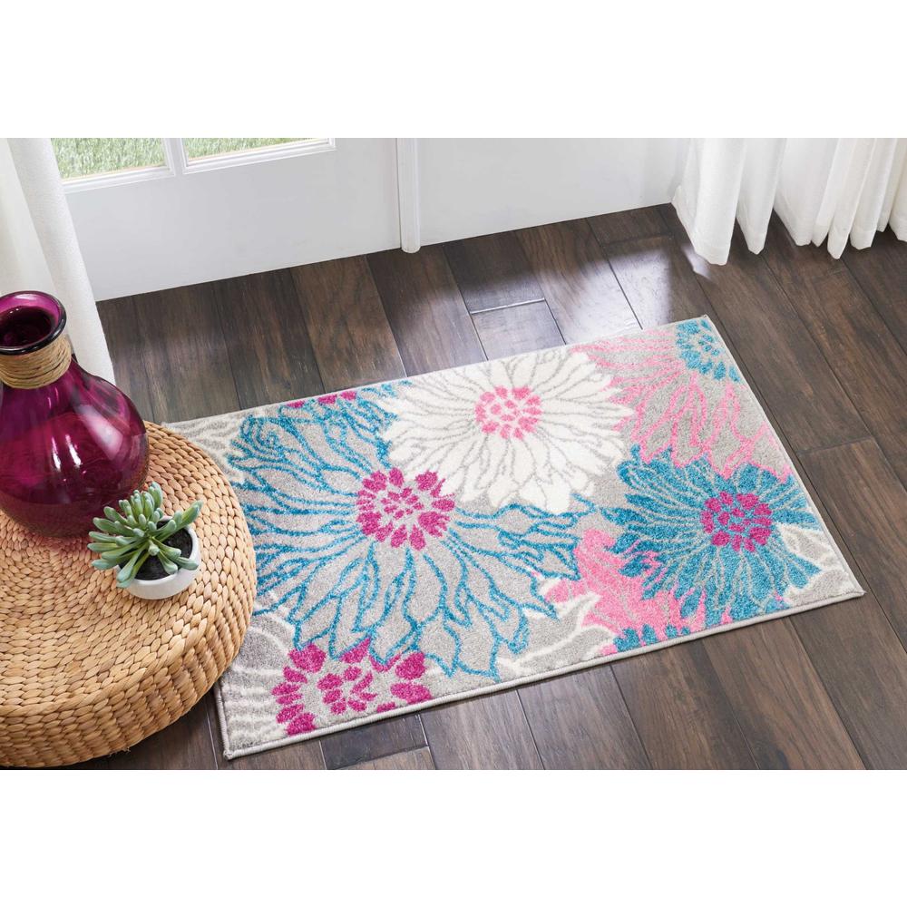 2’ x 3’ Gray and Pink Tropical Flower Scatter Rug Grey. Picture 4