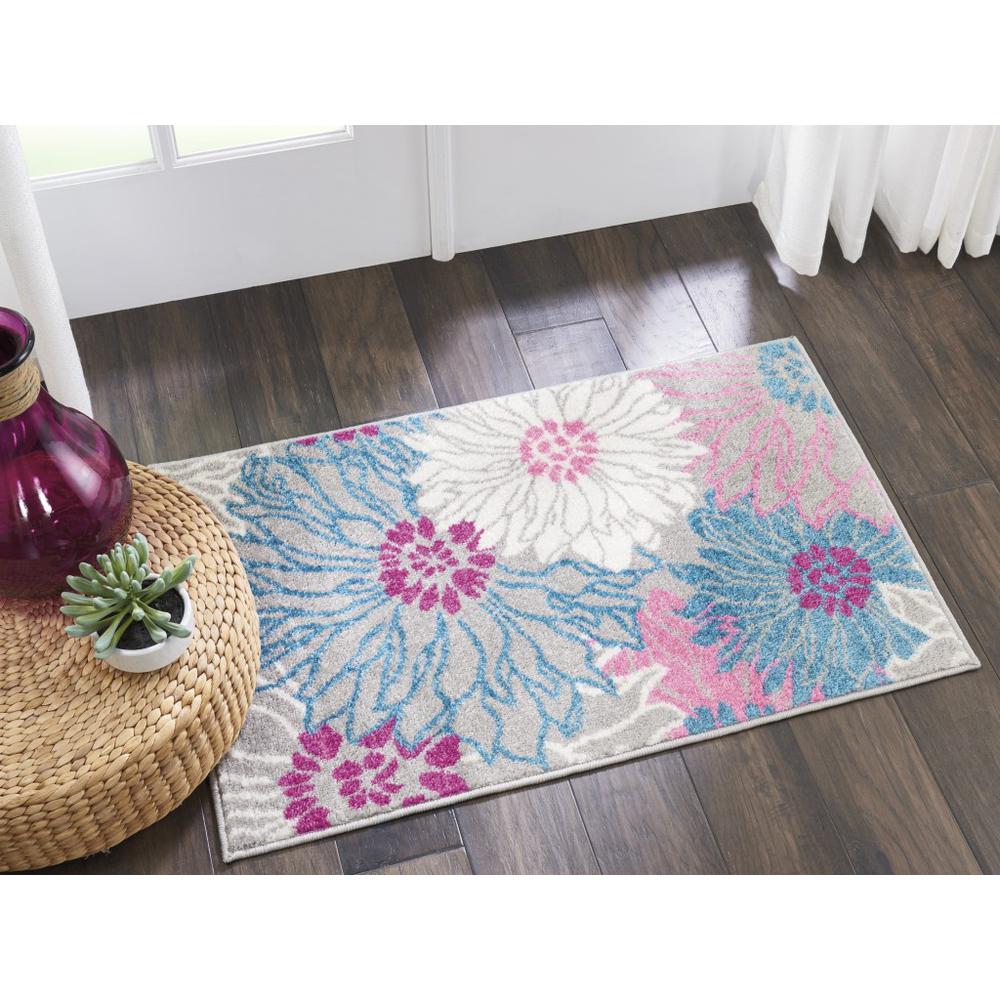 2’ x 3’ Gray and Pink Tropical Flower Scatter Rug Grey. Picture 5