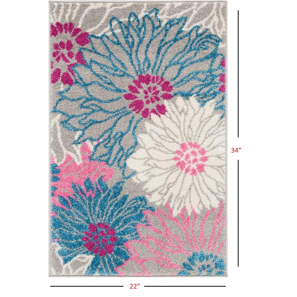 2’ x 3’ Gray and Pink Tropical Flower Scatter Rug Grey. Picture 7