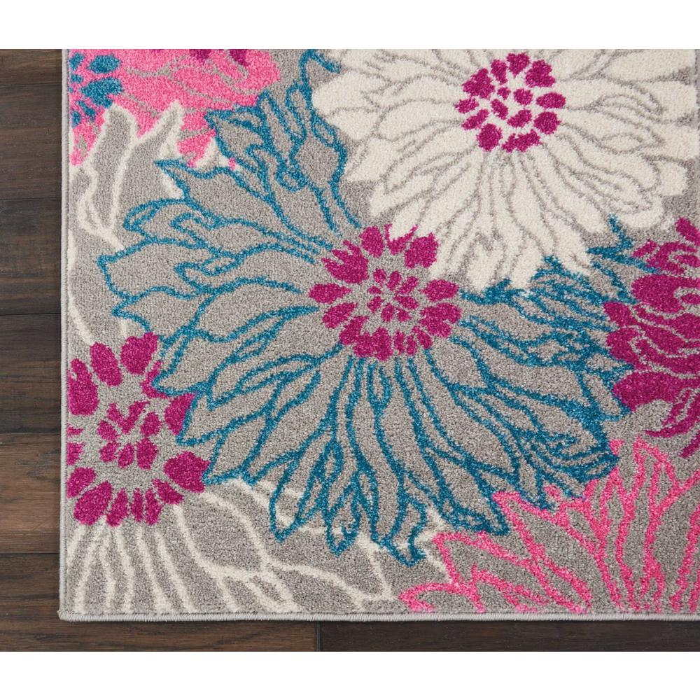 2’ x 8’ Gray and Pink Tropical Flower Runner Rug Grey. Picture 2