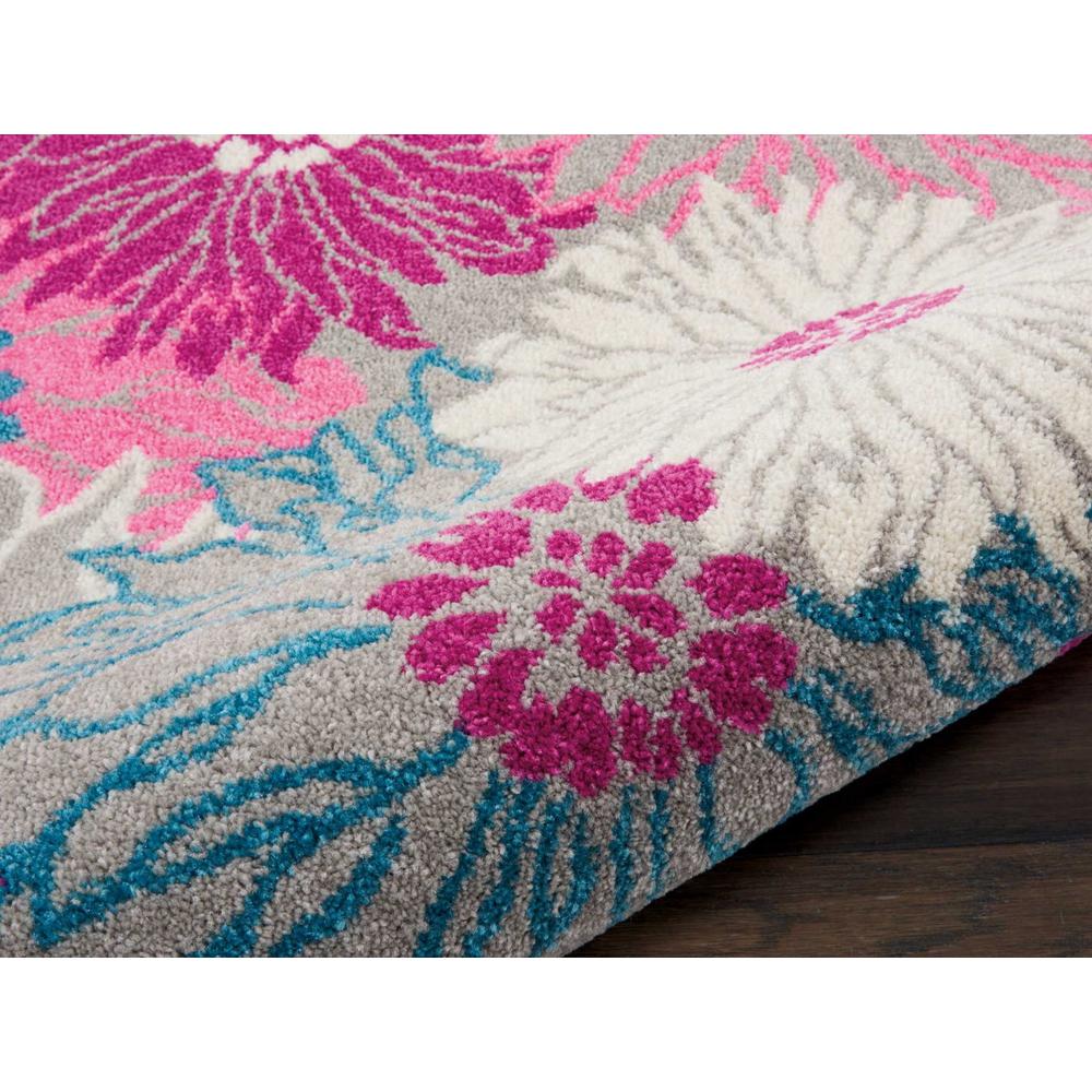 2’ x 8’ Gray and Pink Tropical Flower Runner Rug Grey. Picture 3