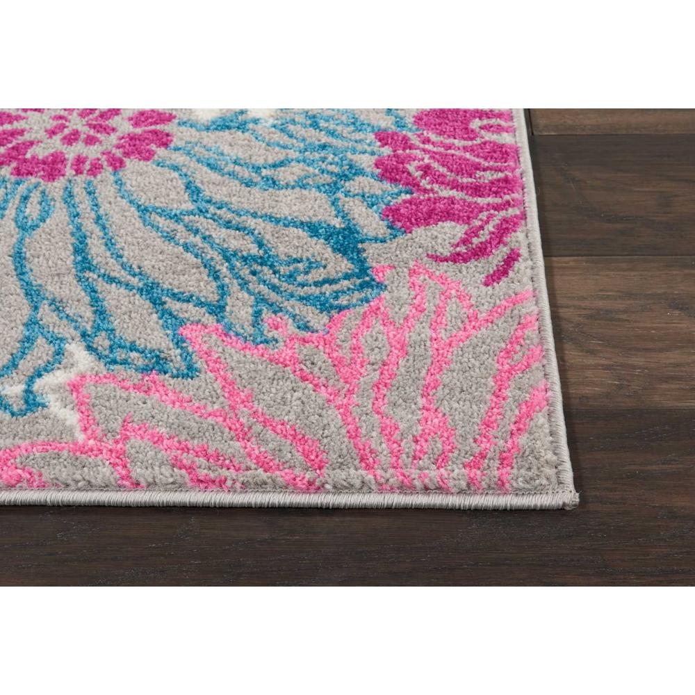 2’ x 8’ Gray and Pink Tropical Flower Runner Rug Grey. Picture 5