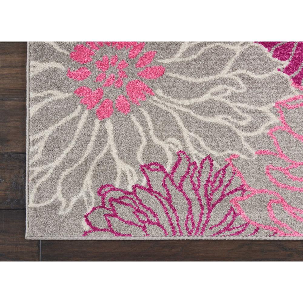 4’ x 6’ Gray and Pink Tropical Flower Area Rug Grey. Picture 2