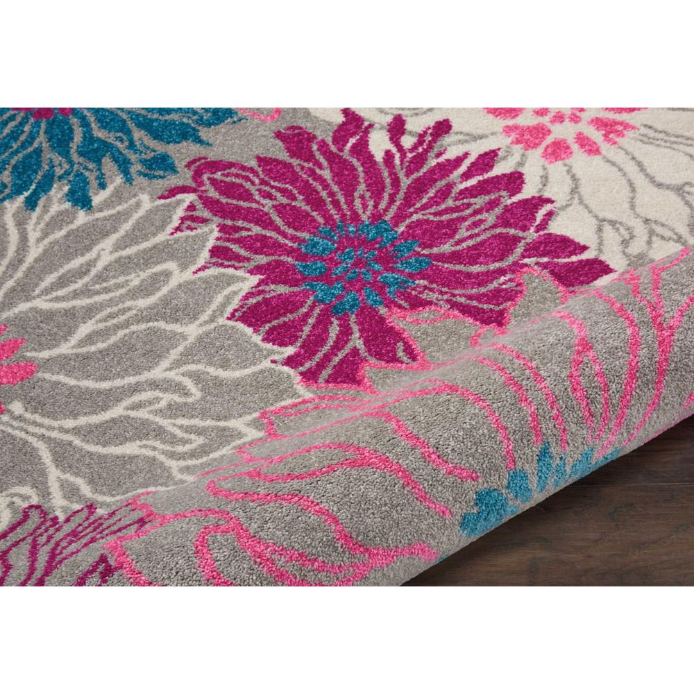 4’ x 6’ Gray and Pink Tropical Flower Area Rug Grey. Picture 3