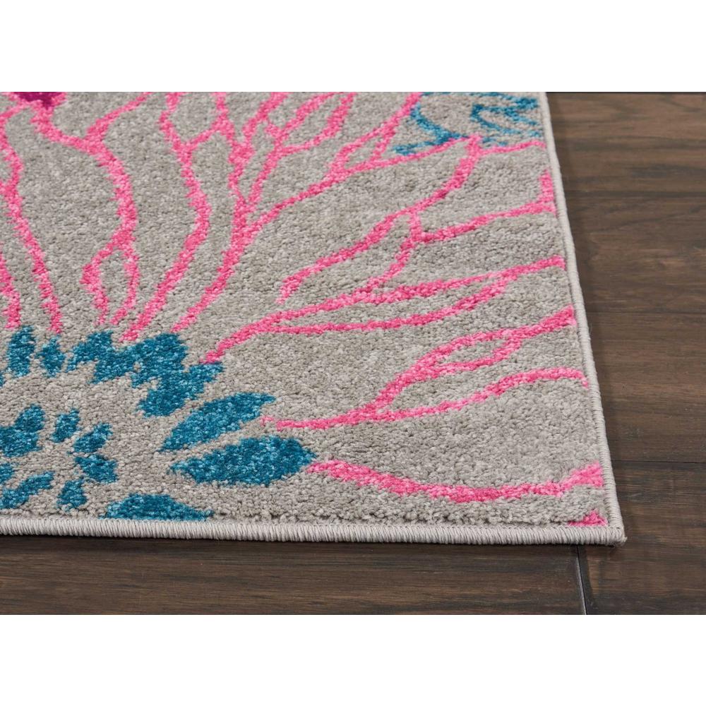 4’ x 6’ Gray and Pink Tropical Flower Area Rug Grey. Picture 6