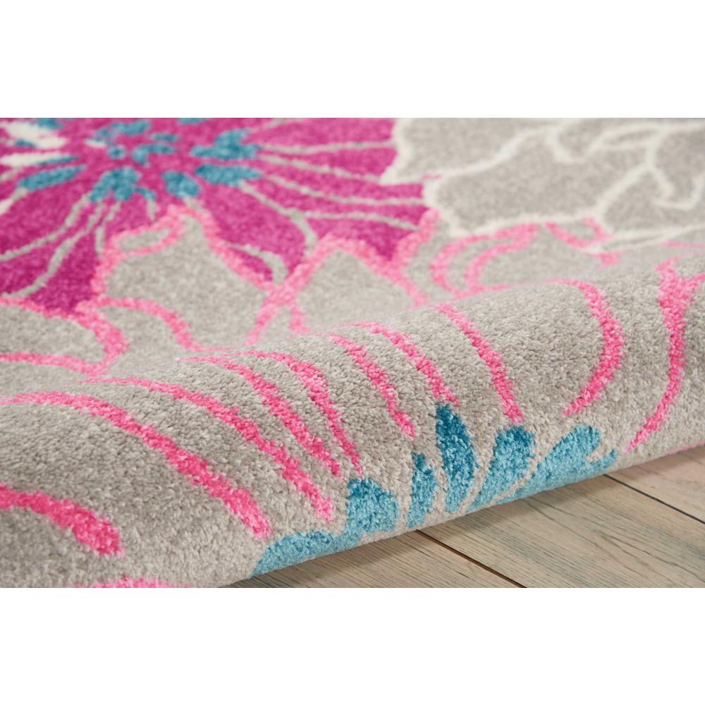 5’ x 7’ Gray and Pink Tropical Flower Area Rug Grey. Picture 3