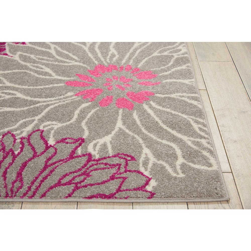 5’ x 7’ Gray and Pink Tropical Flower Area Rug Grey. Picture 6