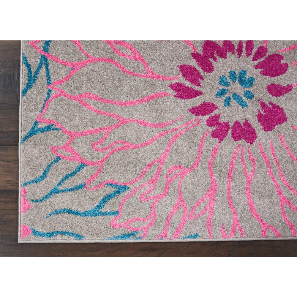 7’ x 10’ Gray and Pink Tropical Flower Area Rug Grey. Picture 2