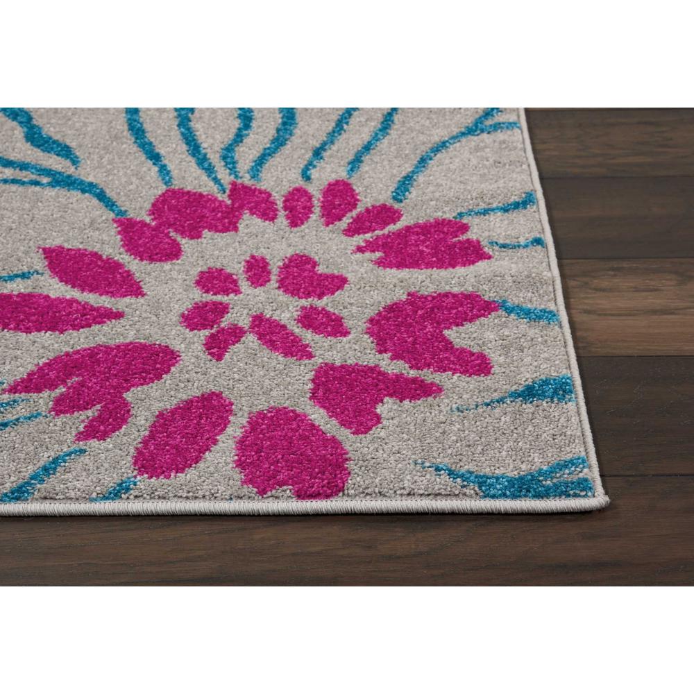 7’ x 10’ Gray and Pink Tropical Flower Area Rug Grey. Picture 6