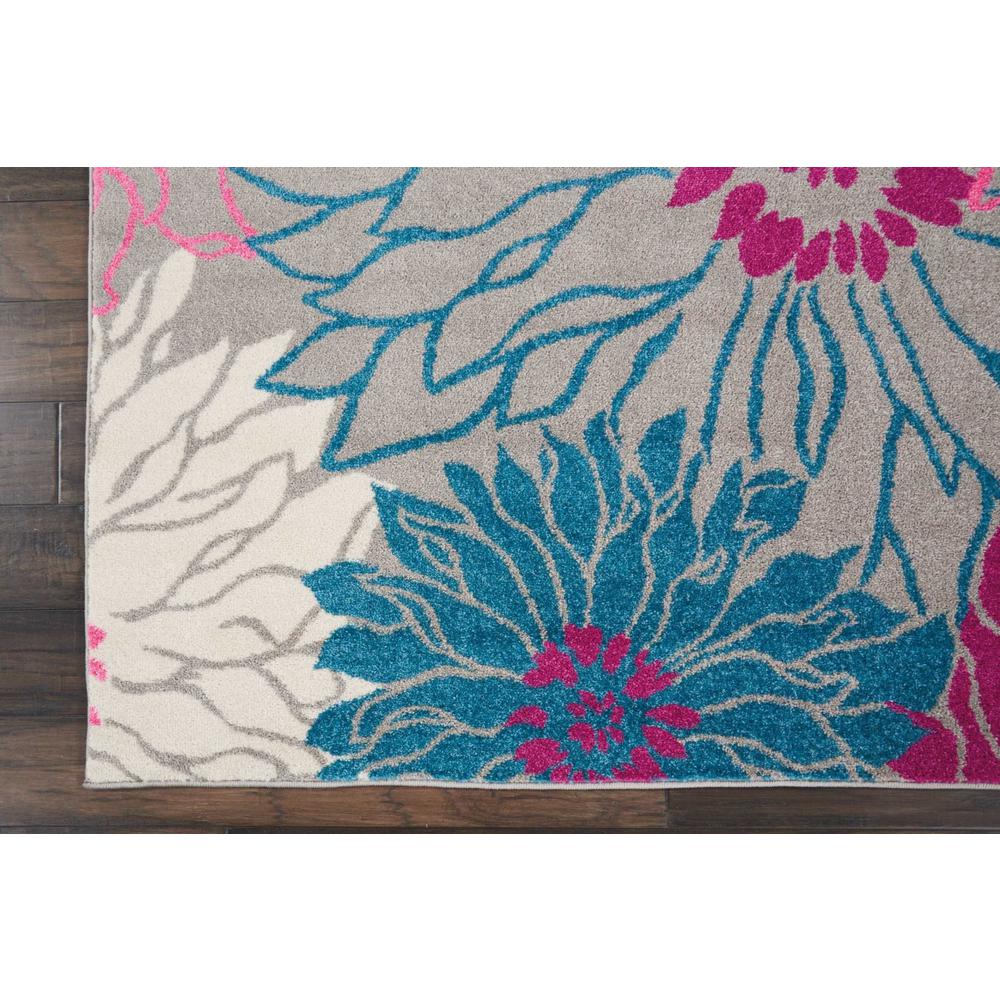 8’ x 10’ Gray and Pink Tropical Flower Area Rug Grey. Picture 2