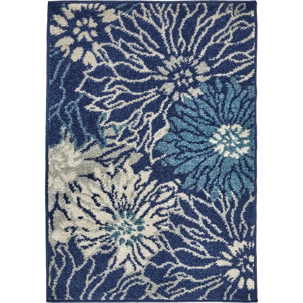 2’ x 3’ Navy and Ivory Floral Scatter Rug - 385430. Picture 1