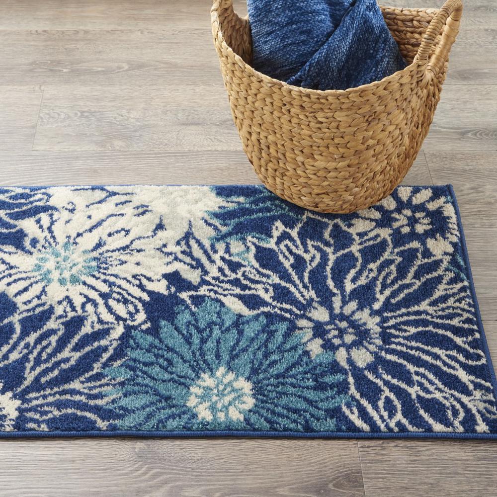 2’ x 3’ Navy and Ivory Floral Scatter Rug - 385430. Picture 4