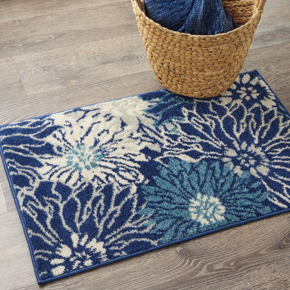 2’ x 3’ Navy and Ivory Floral Scatter Rug - 385430. Picture 6