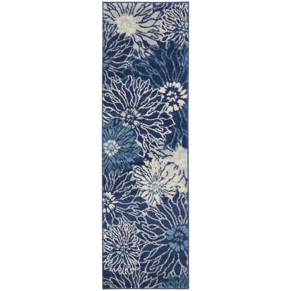 2’ x 6’ Navy and Ivory Floral Runner Rug - 385431. Picture 1