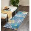 2’ x 6’ Blue Tropical Flower Runner Rug Blue. Picture 3