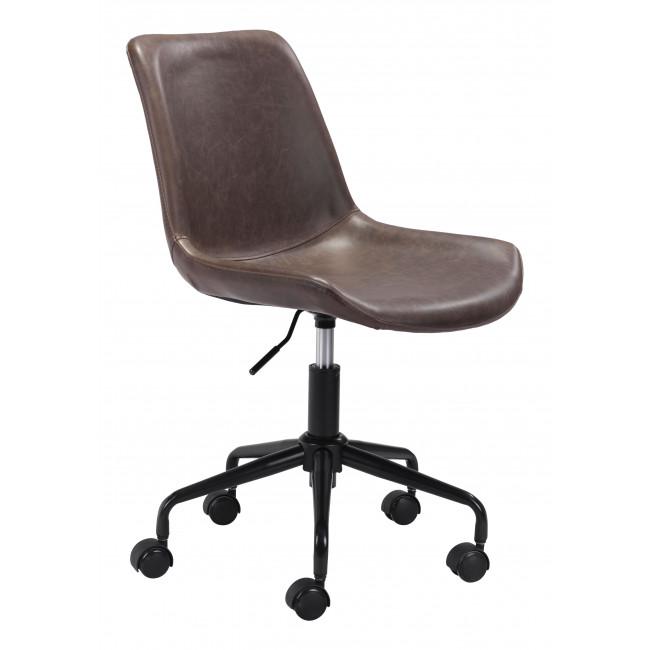 Modern Brown Faux Leather Rolling Office Chair - 385443. Picture 1