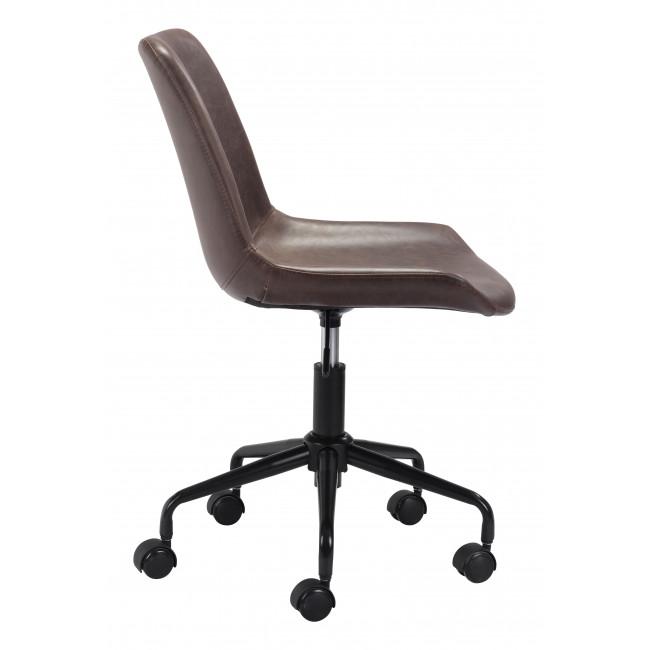 Modern Brown Faux Leather Rolling Office Chair - 385443. Picture 2