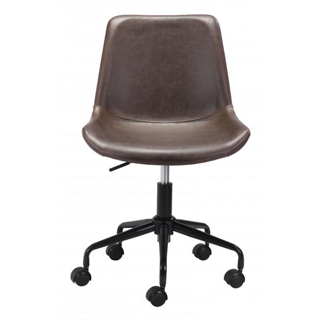 Modern Brown Faux Leather Rolling Office Chair - 385443. Picture 3