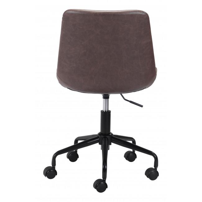 Modern Brown Faux Leather Rolling Office Chair - 385443. Picture 4
