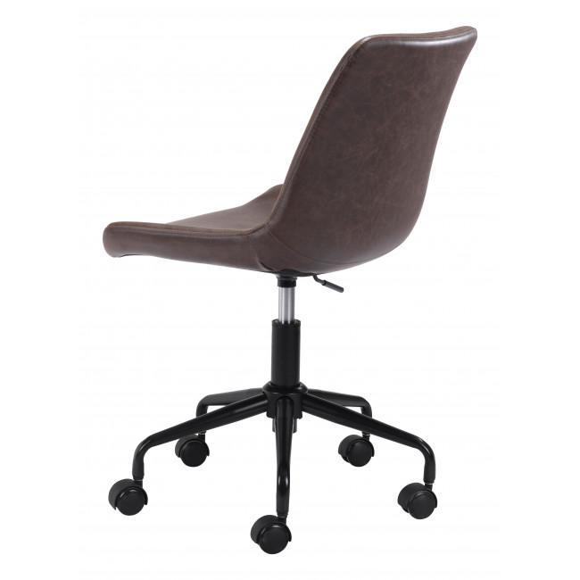 Modern Brown Faux Leather Rolling Office Chair - 385443. Picture 5