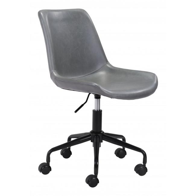 Modern Gray Faux Leather Rolling Office Chair - 385444. Picture 1