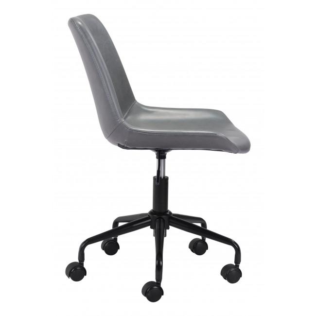 Modern Gray Faux Leather Rolling Office Chair - 385444. Picture 2