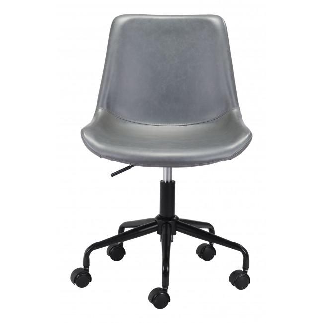 Modern Gray Faux Leather Rolling Office Chair - 385444. Picture 3