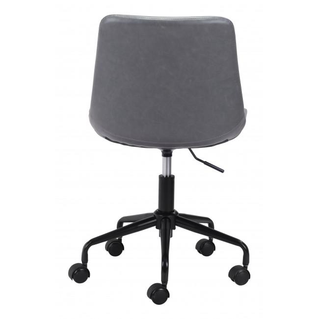 Modern Gray Faux Leather Rolling Office Chair - 385444. Picture 4