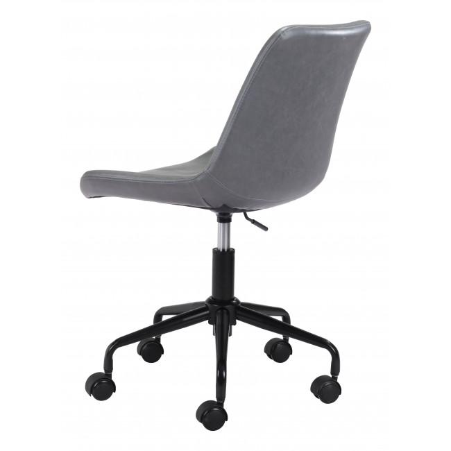 Modern Gray Faux Leather Rolling Office Chair - 385444. Picture 5