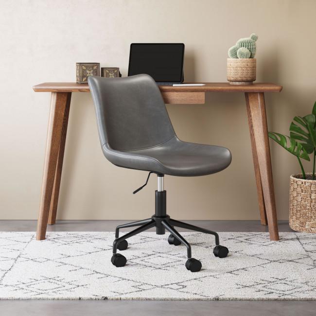Modern Gray Faux Leather Rolling Office Chair - 385444. Picture 8
