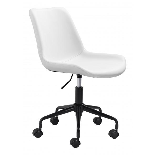 Modern White Faux Leather Rolling Office Chair - 385445. Picture 1