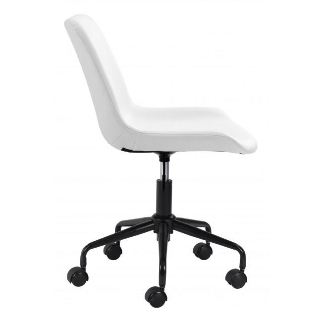 Modern White Faux Leather Rolling Office Chair - 385445. Picture 2