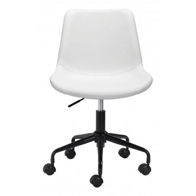 Modern White Faux Leather Rolling Office Chair - 385445. Picture 3