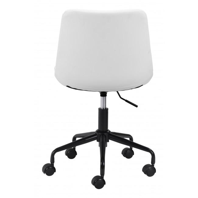 Modern White Faux Leather Rolling Office Chair - 385445. Picture 4