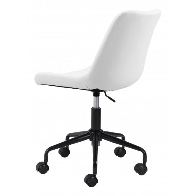 Modern White Faux Leather Rolling Office Chair - 385445. Picture 5