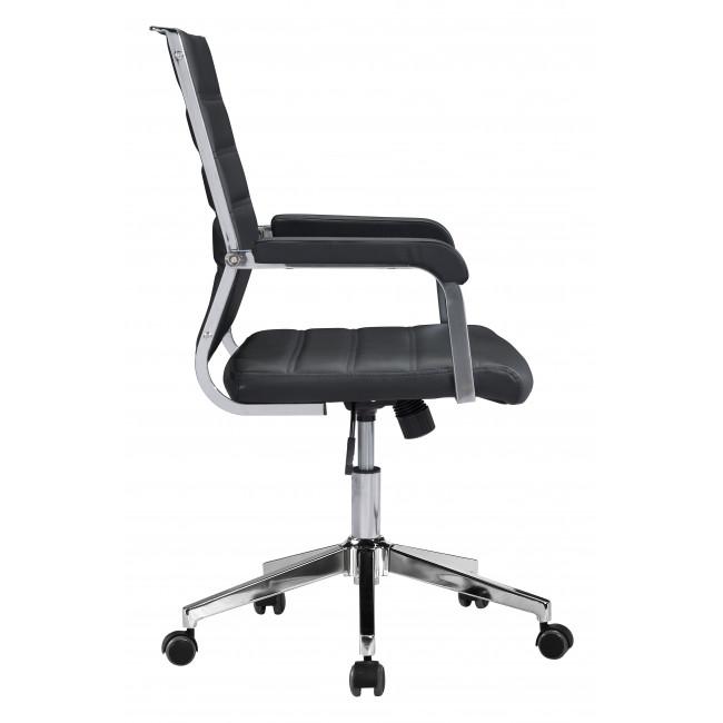 Black Channeled Faux Leather Rolling Office Chair - 385452. Picture 2