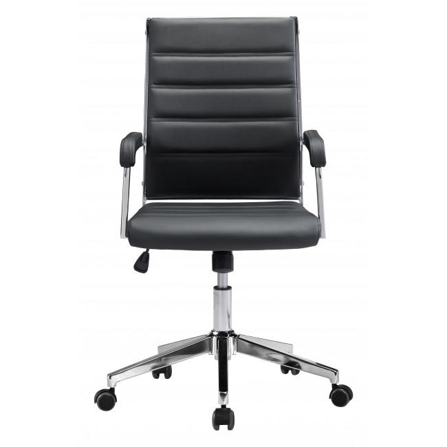 Black Channeled Faux Leather Rolling Office Chair - 385452. Picture 3