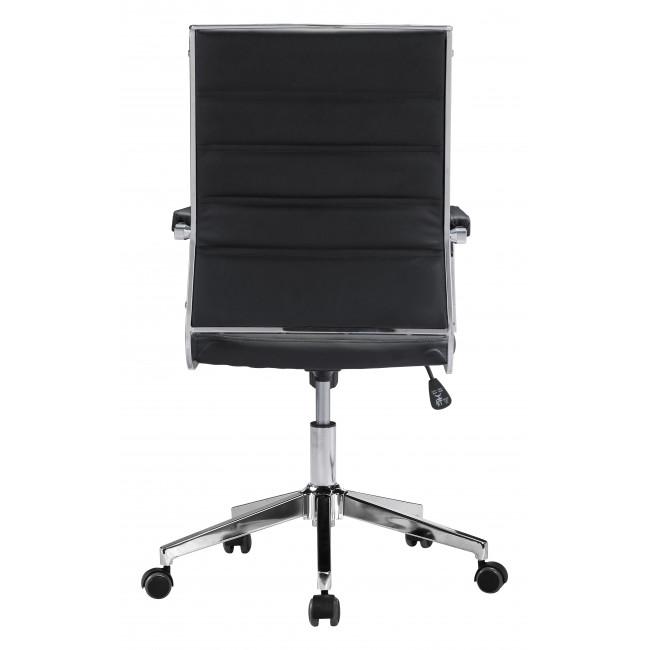 Black Channeled Faux Leather Rolling Office Chair - 385452. Picture 4