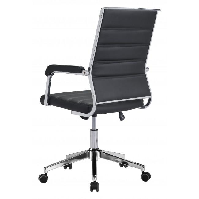 Black Channeled Faux Leather Rolling Office Chair - 385452. Picture 5