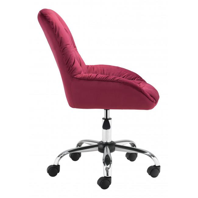 Extra Comfy Red Velvet Rolling Office Chair - 385458. Picture 2
