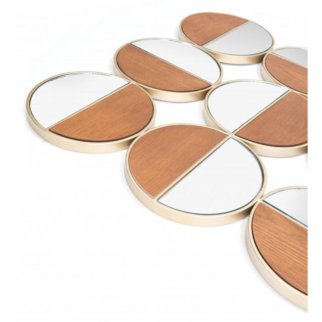Set of 12 Round Gold and Walnut Finish Wall  Mirrors - 385469. Picture 5