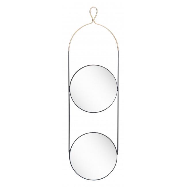 Double Gold and Black Round Hanging Mirror - 385475. Picture 2