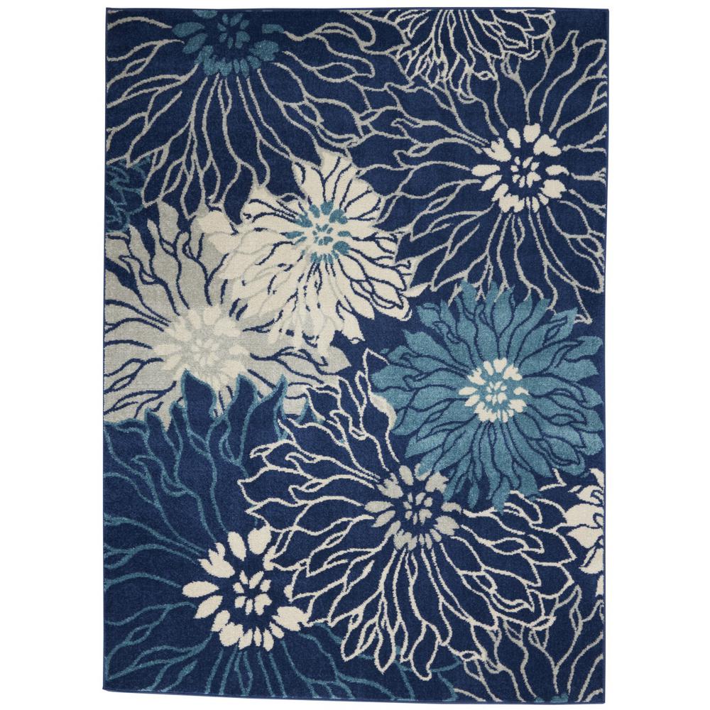 4’ x 6’ Navy and Ivory Floral Area Rug - 385477. Picture 1