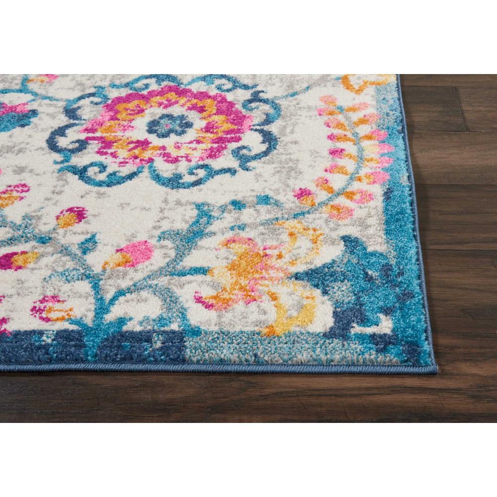 4’ x 6’ Ivory and Blue Floral Vines Area Rug Ivory. Picture 6