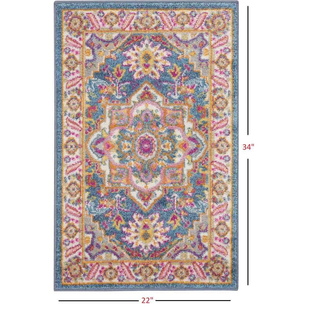 2’ x 3’ Teal and Pink Medallion Scatter Rug Teal Multicolor. Picture 6