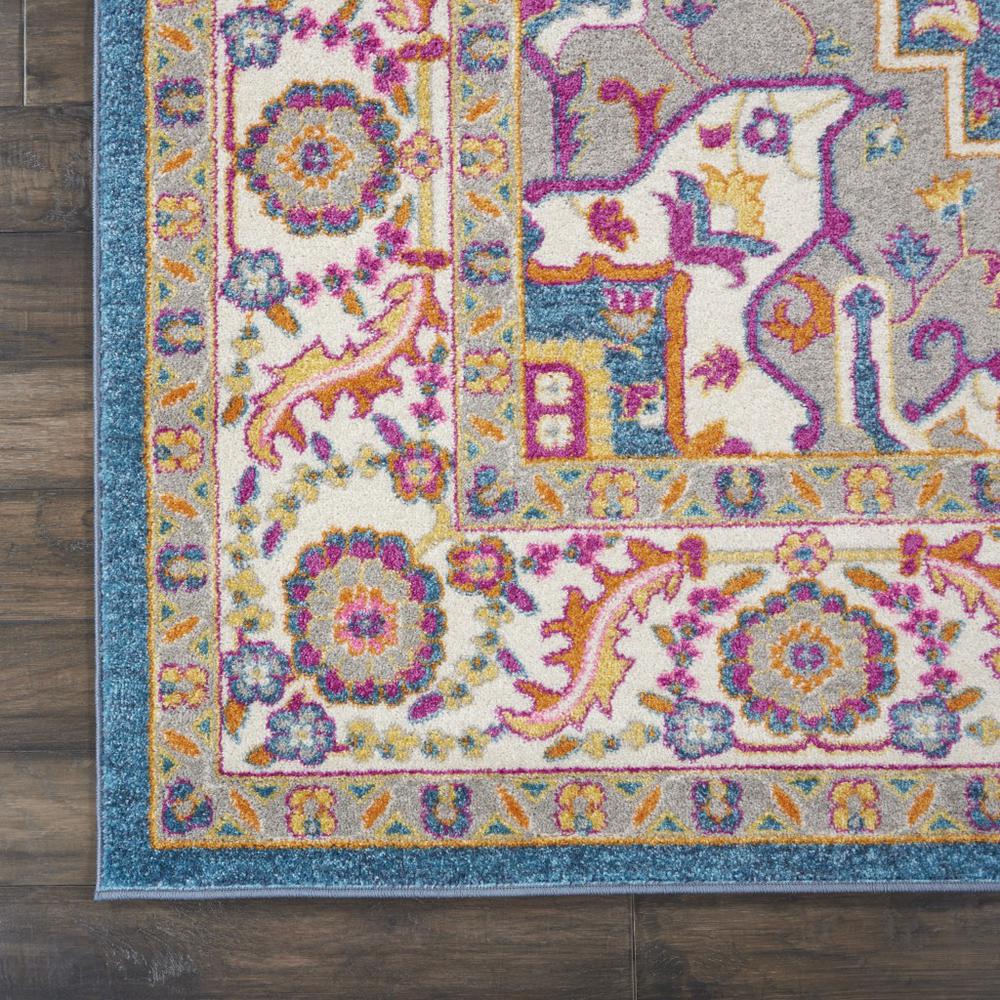 7’ x 10’ Teal and Pink Medallion Area Rug Teal Multicolor. Picture 2