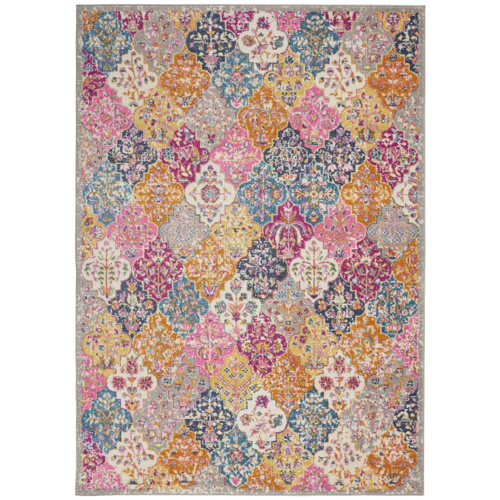 4’ x 6’ Muted Brights Floral Diamond Area Rug - 385509. Picture 1